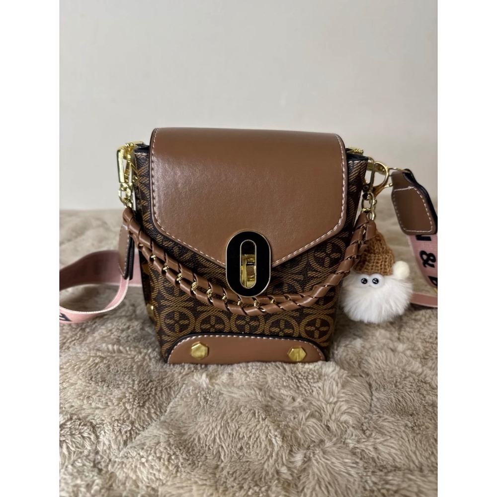 Brown Patterned Crossbody Bag